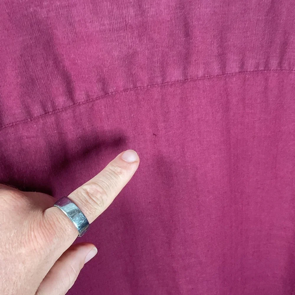 Banana Republic 100% Irish Linen Shirt XL Burgundy Relaxed Camp Casual Button Up